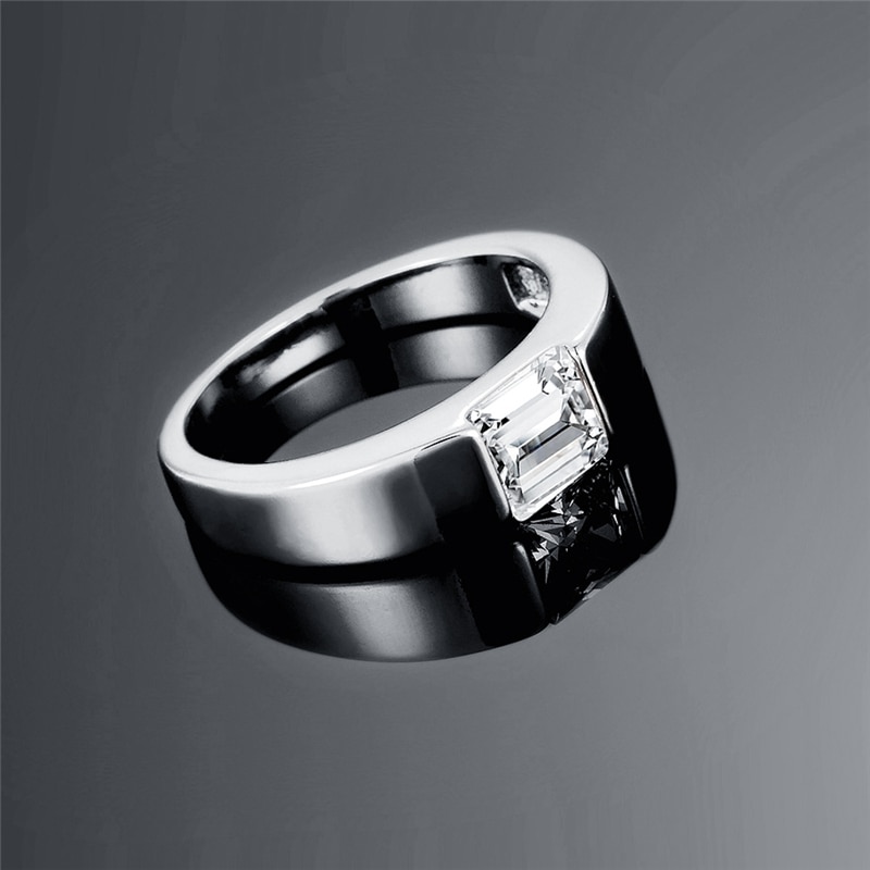 Wedding Rings For Men Women Pure Silver 925 Ring With Big Zirconia Wedding Band Engagement Jewelry Accessories Bague Anillo