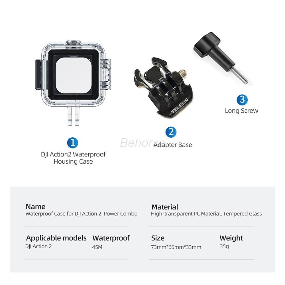 DJI Aktion2 Wasserdichte fallen 45M Kamera Tauchen Gehäbenutzen Abdeckung Schutzhülle Hülse für Aktion 2 Sport Kamera Zubehör: Typ 1 Pro Linse
