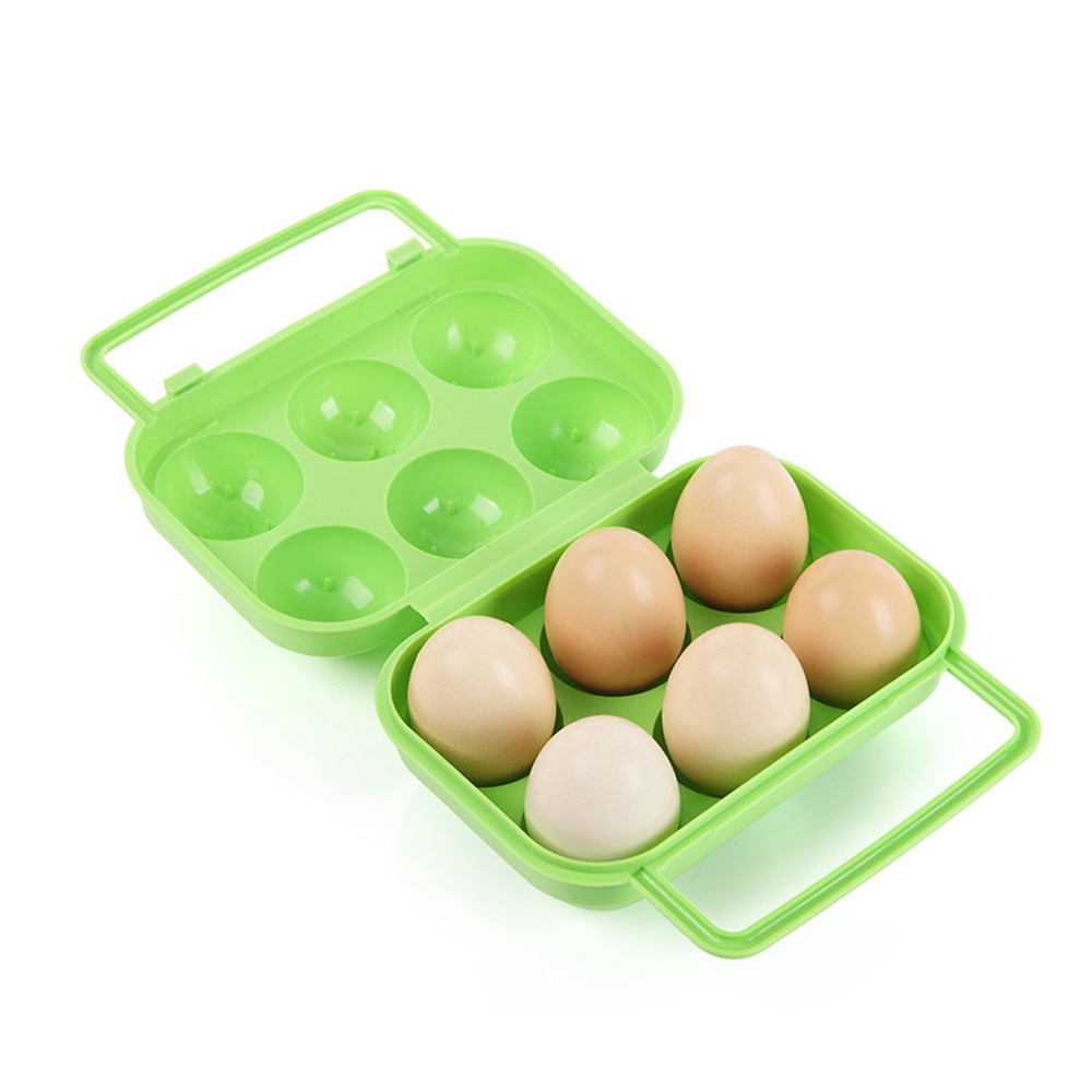 Plastic Effen Kleur Draagbare 6 Eieren Plastic Container Houder Vouwen Ei Opbergdoos Handvat Case keuken Sorage Doos Plastic