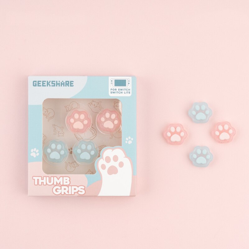 Capuchon de poignée en forme de patte de chat en Silicone, housse de protection pour manette de Nintendo Switch JoyCon NS Lite: Transparent