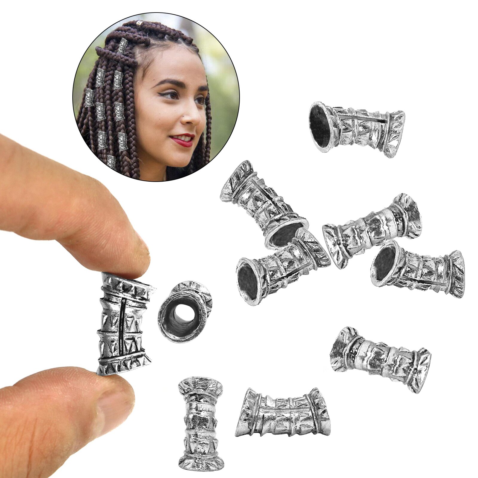 10Pcs DIY Haar Rohr Dreadlocks Perlen Haar Flechten Schmuck Manschette Dekoration