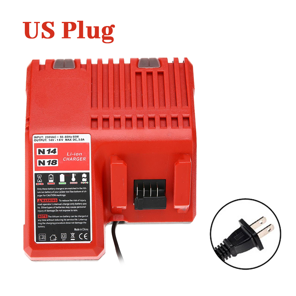 N12 N14 N18 Li-ion Battery Charger for Milwaukee 12 V 14.4V 18V C1418C 48-11-1815/1828/1840 Series Power Tool Charger EU/US Plug: PURPLE