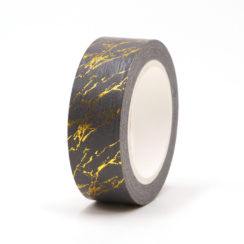 Washi Tape Vintage de papel de arroz, cinta adhesiva para álbum de recortes, 1,5 cm x 10m, papelería, color negro y dorado, 1 unidad