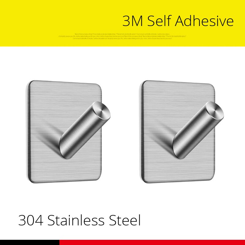 Adhesivo 3M, ganchos de acero inoxidable 304, puerta de pared, ropa, abrigo, sombrero, colgador de llaves, cocina, baño, ganchos de toallas a prueba de herrumbre