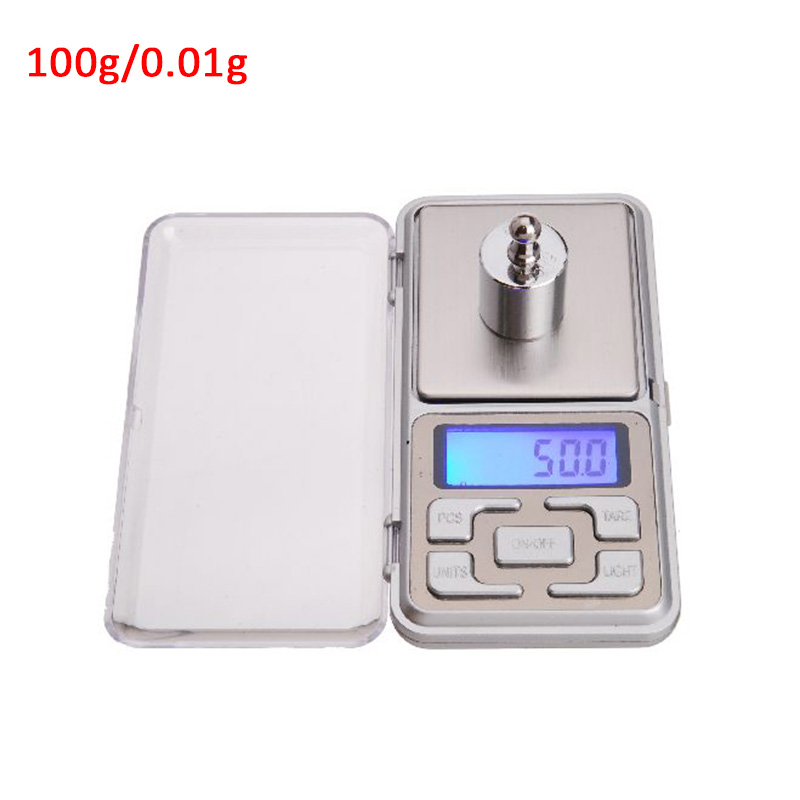 Mini Digitale Weegschaal 100/200/300/500G 0.01/0.1G Hoge Nauwkeurigheid Backlight Elektrische Pocket voor Sieraden Gram Gewicht Voor Keuken: ABS 100g 0.01g