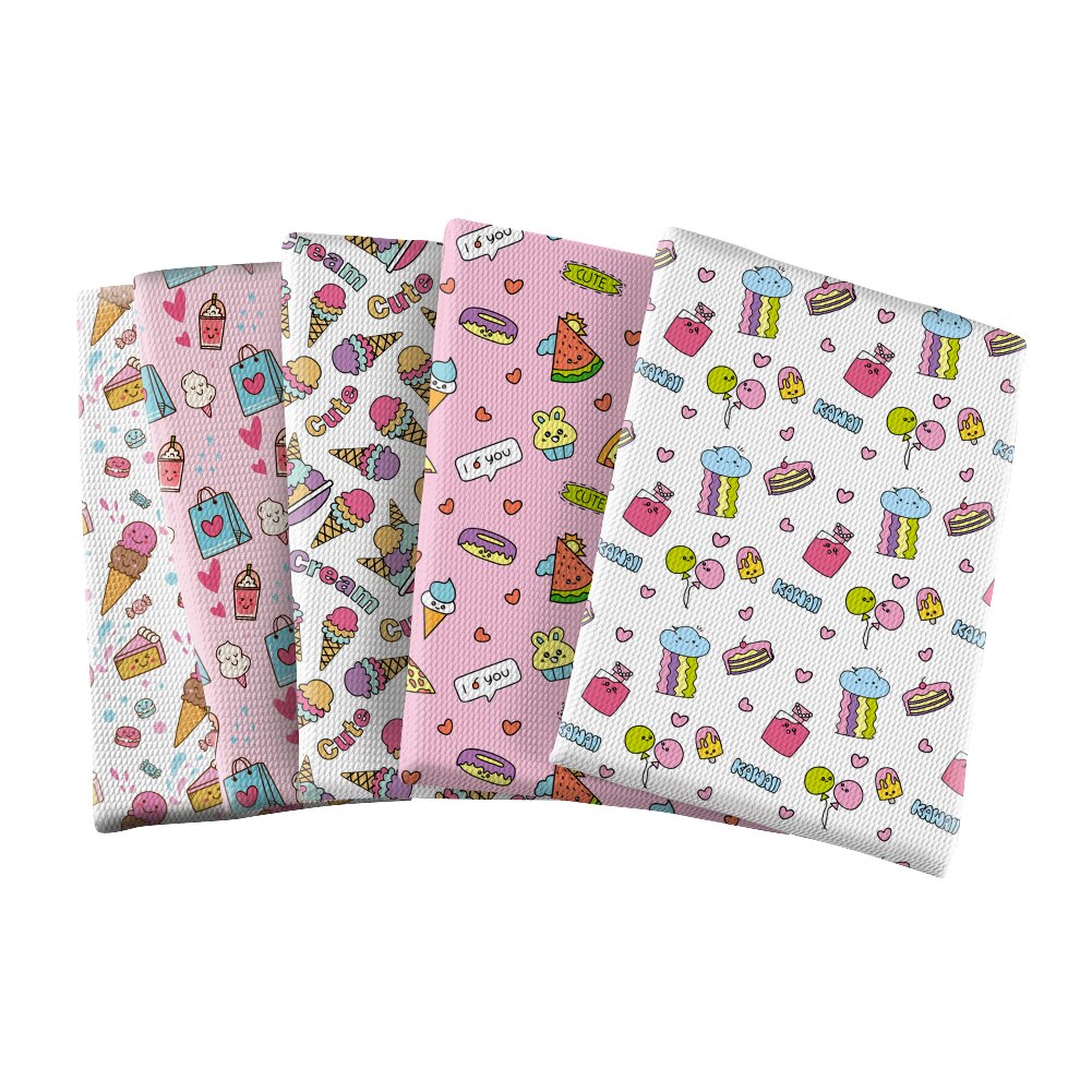 Bubble Fabric Textile Sewing Cloth Fabrics Printed Ice-cream Designs DIY Craft Dress Apparel Sewing Supplies 50*145cm