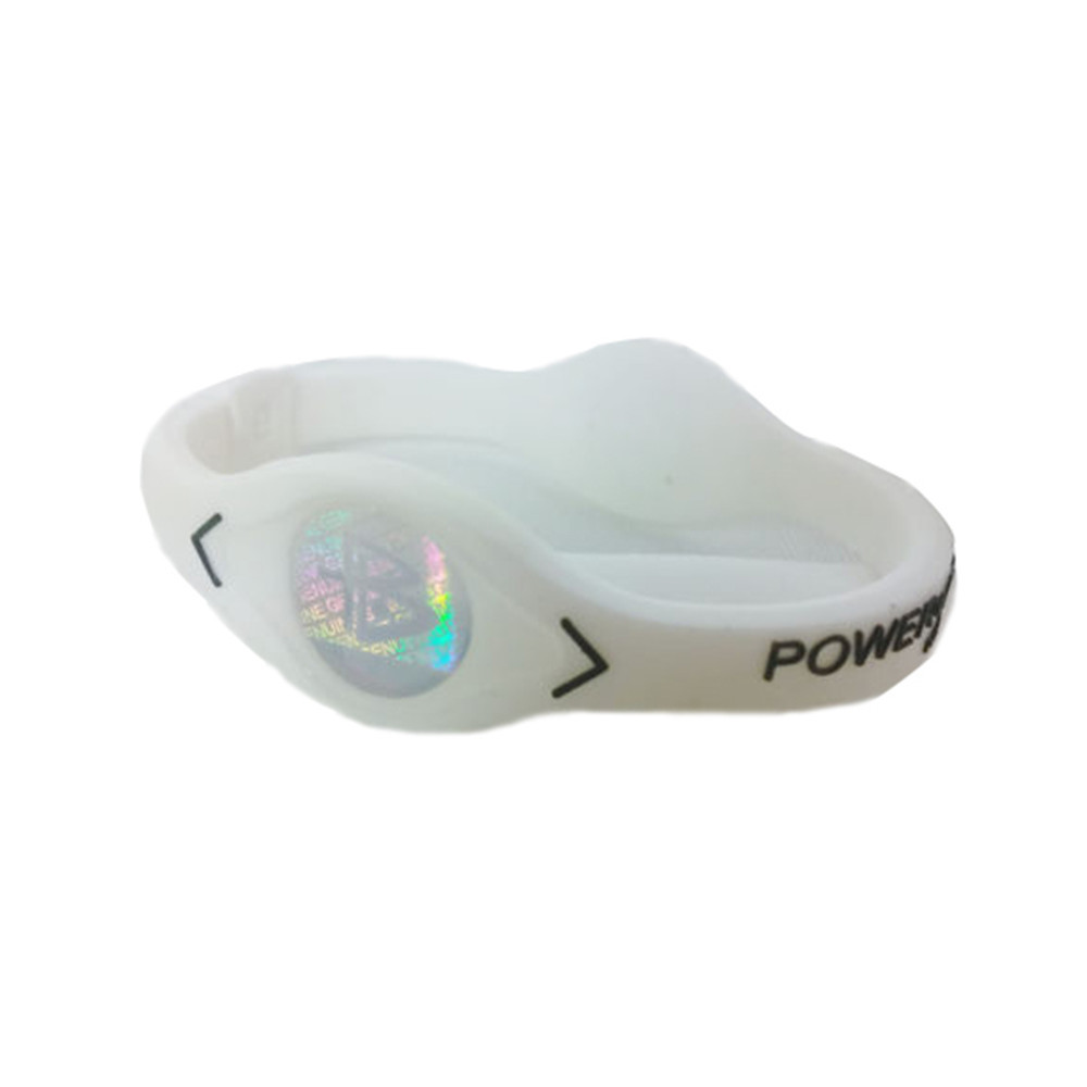 1 unids/set encanto energía pulsera pulseras para mujer y hombre Deporte pulseras balance iónico terapia magnética de silicona: Blanco / XL