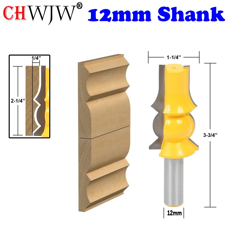 CHWJW 1PC 12mm Shank Reversible Crown Molding Router Bit Set Line knife Door knife Tenon Cutter for Woodworking Tools: 16142-12mmShank