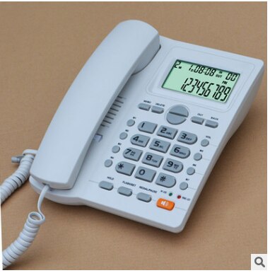 Desktop Corded Telephone, Hands-Free Calling, LCD Display, DTMF/FSK Dual System, Wired Landline Phone for Home/Hotel/Office: White