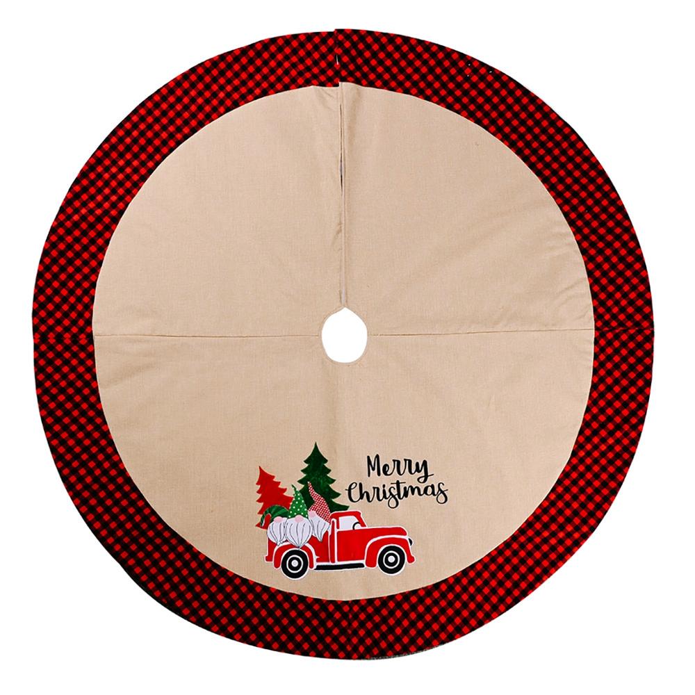 Qifu Kerstboom Rok Rode Plaid Ronde Tapijt Kerst Decoraties Voor Thuis Vloermat Jaar Kerstboom Rok navidad