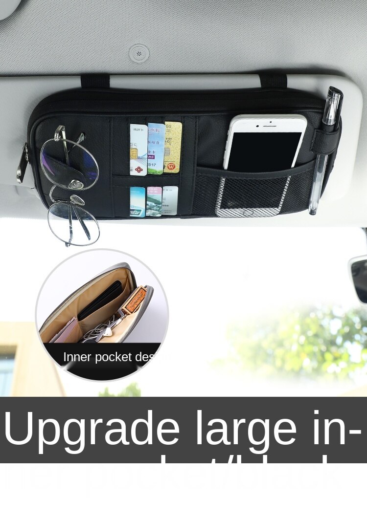 Automotive Sun Louver Storage Multifunctional inside the Car Glasses Clamp Card Buggy Bag Card Package Bill Document Bag: o
