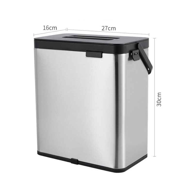 Wall Mounted Kitchen Trash Can Stainless Steel Built-in Bathroom Toilet Waste Bin with Paper Draw: 8L(no draw paper)