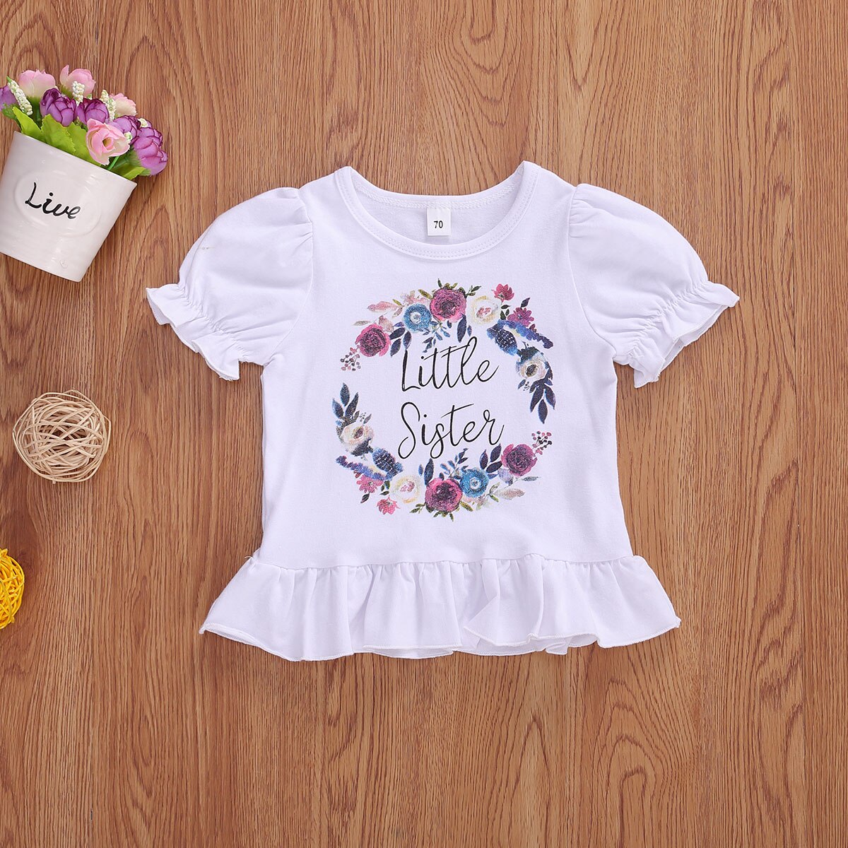 Småbørn børn baby pige søster matchende toppe jakkesæt blomstret t-shirt sommer kortærmet t-shirt
