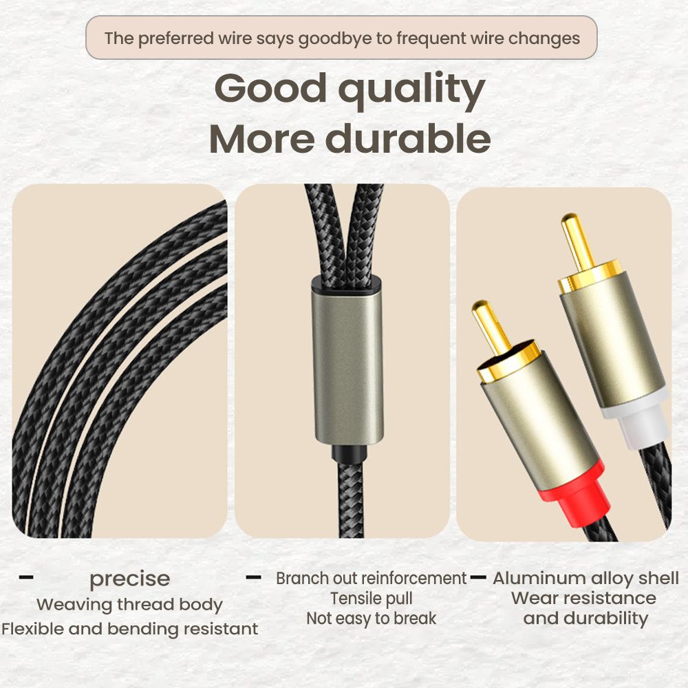 Kabel audio typu C na RCA 2 RCA Aux Konwerter kabla USB C Linia audio do laptopa Wzmacniacz głośnikowy telefonu komórkowego 1 m