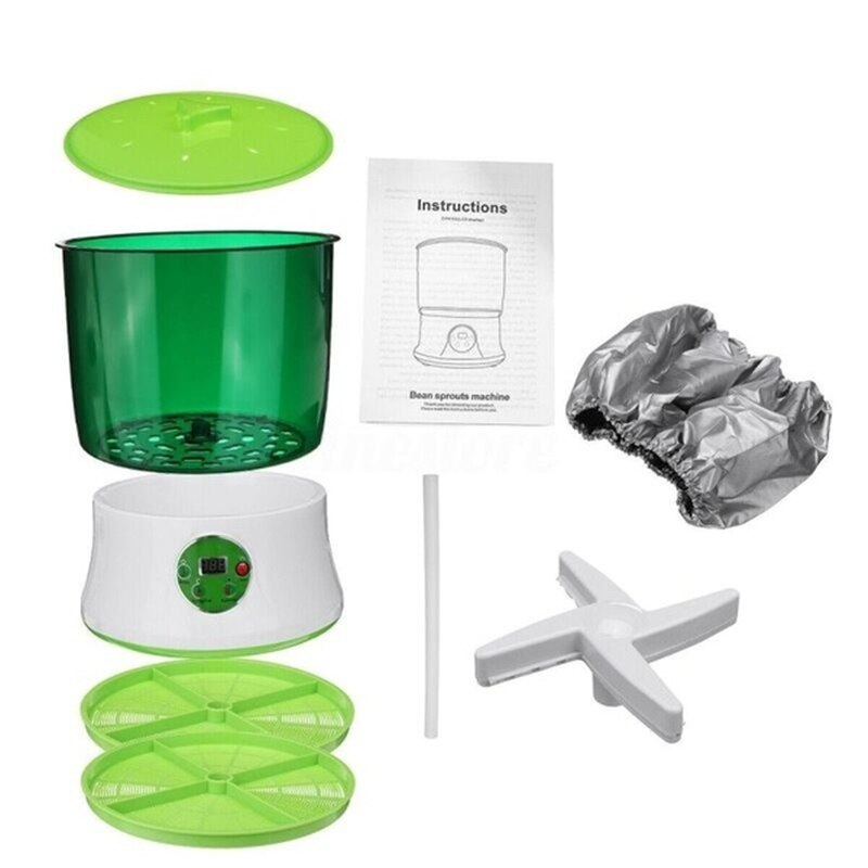 DIY Bean Sprout Maker Thermostat Green Vegetable Seedling Growth Bucket Automatic Bud Electric Sprouts Germinator Machine 110V