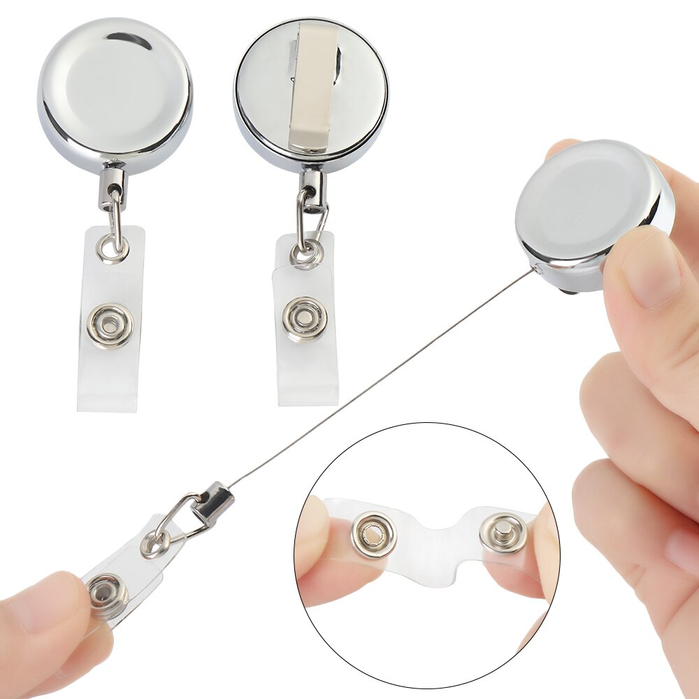 1pc chowany etui na kartę identyfikacyjną rolka smycz chrom metalowe drzwi podawać uchwyt robić łańcuszka karta pracy brelok materiały biurowe