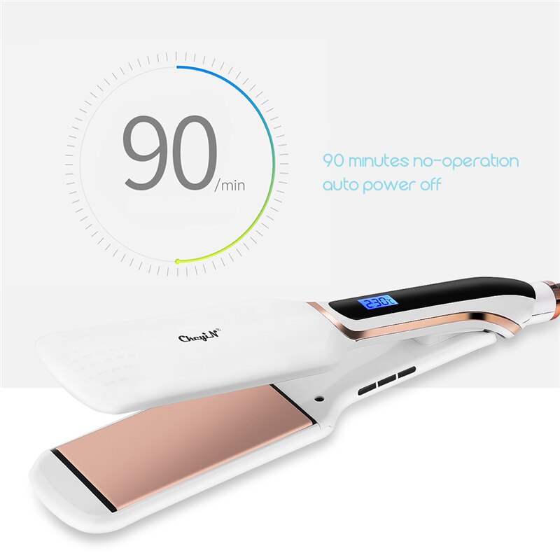 Hair Flat Iron Wide Plate Hair Straightener Curler Fast Heating LED Display Hair Straightening Curling Styling Tool