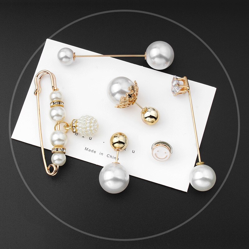 Vrouwen Mode Parel Manchetknopen Taille Gesp Pin Sieraden Accessoires Vrouwelijke Rok Broche Metalen Knoppen Set: Set 3