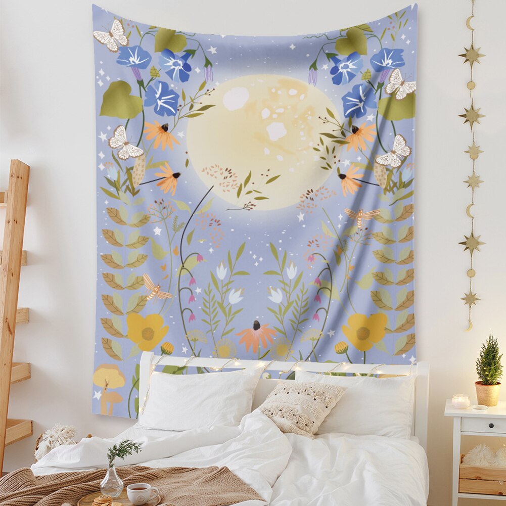 Vägg hängande dekor mandala blommor stjärnklart natt vägg hängande gobeläng hem rum dekor , 5 storlekar