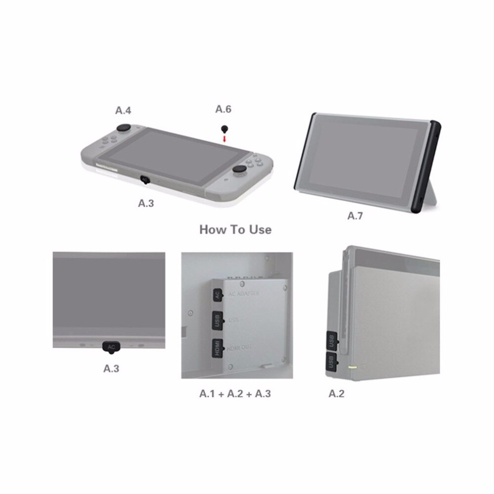 Jeu d'accessoires de Console de jeu Kit anti-poussière + dureté Film de protection d'écran en verre trempé pour Console Nintend Switch NS