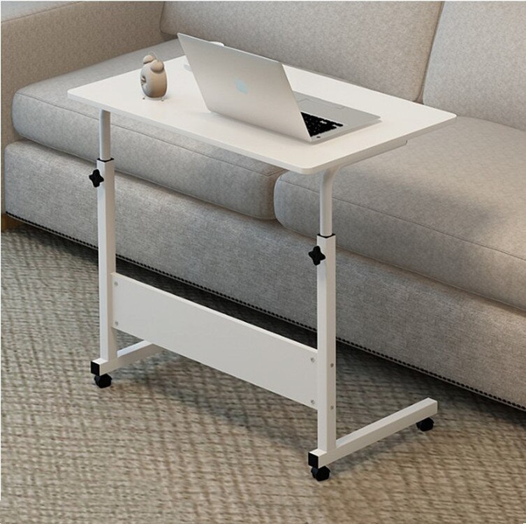 80x40CM Computer Table Height Adjustable Portable Laptop Desk Rotate Laptop Bed Table Can be Lifted Standing Desk: 60x40 White