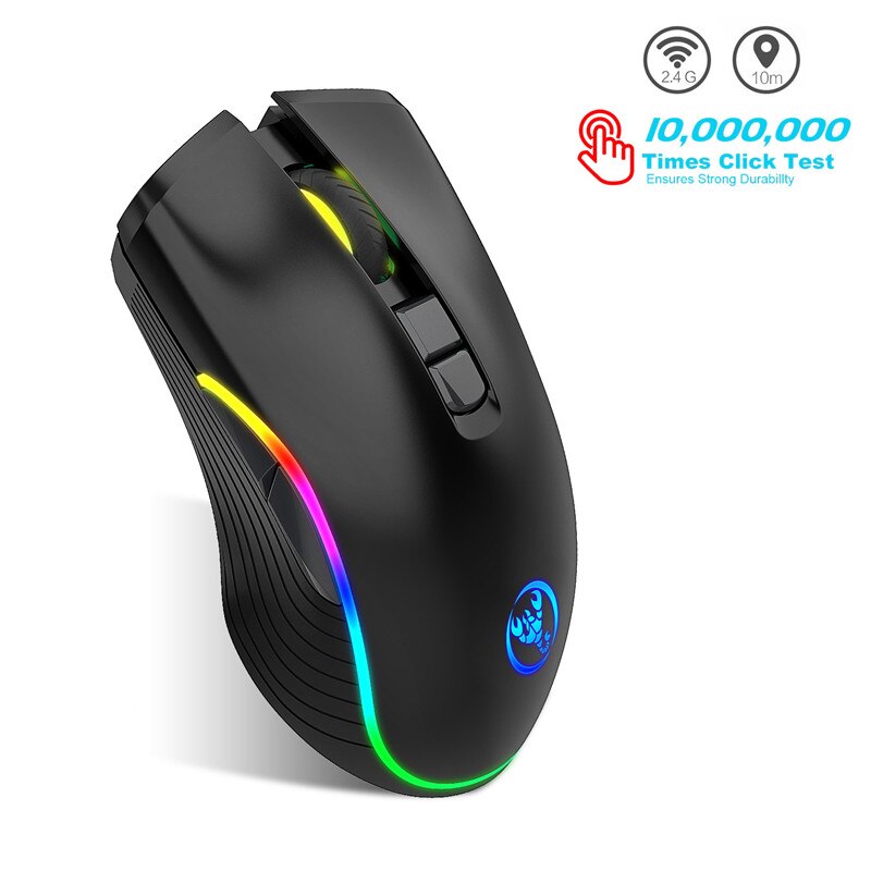 Ratón inalámbrico para juegos, Mouse ergonómico óptico recargable de carga rápida tipo C, RGB, 2,4G, USB, 2400DPI, para PC y portátil