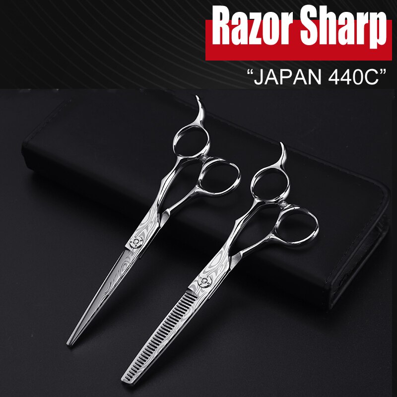 5.5 &amp; 6.0 Inch Japan 440C Kapper Schaar Shop Gereedschap Kappers Schaar Professiona Hair Schaar Snijden Dunner Salon Shears