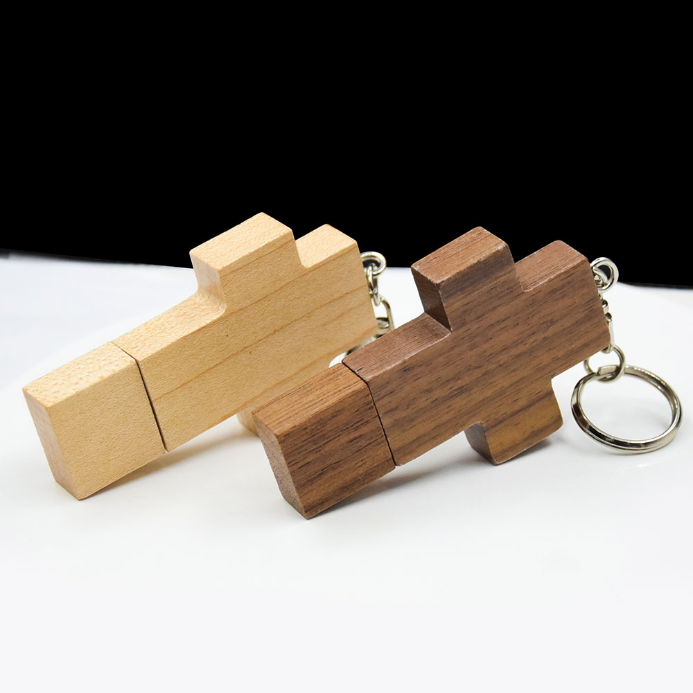 USB (gratis logo) creatief houten kruis Christian usb 2.0 flash drive 4GB 8GB 16GB 32GB 64GB pen drive memory stick Flash Disk