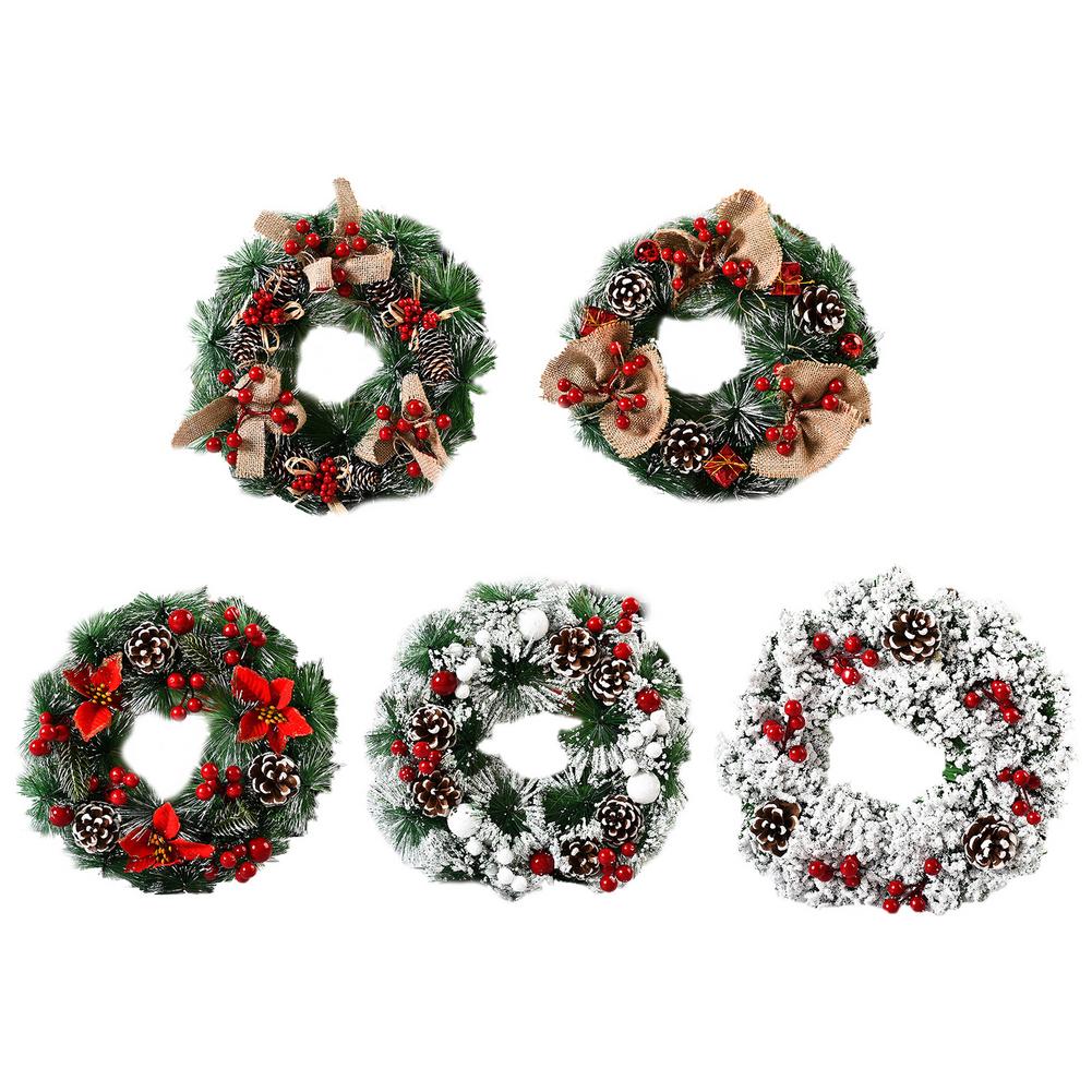 Beautiful Hanging Christmas Wreath Garland Ball Cone Xmas Ornaments Window Door Decoration Year 40a