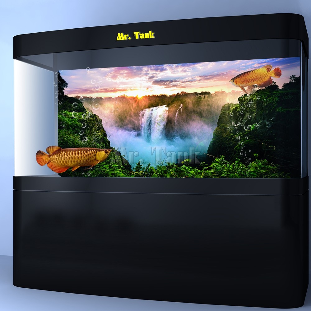 Aquarium achtergrondposter op maat met zelfklevende waterval pvc aquarium decoratie accessoires landschapsbehang: 72 x 25 inch