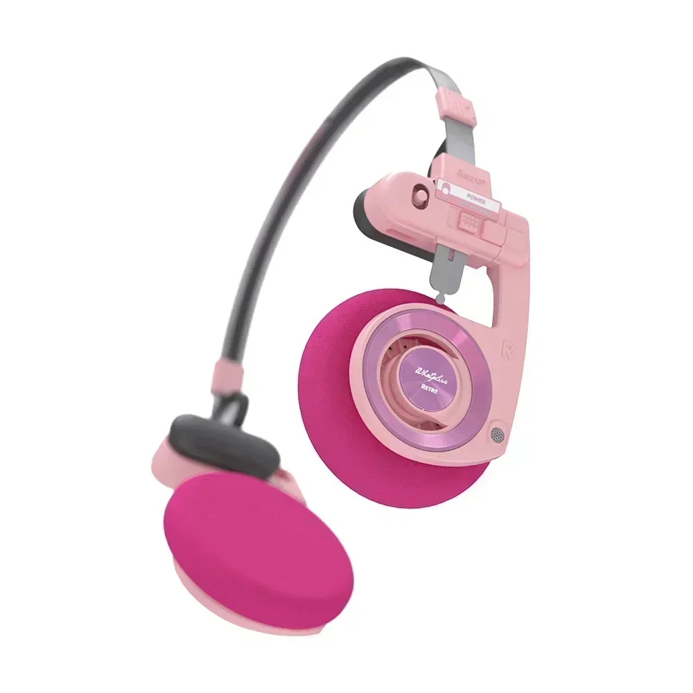 WhatPlus Retro R3 Wireless Bluetooth Headphones Trendy Korean Style Portable Foldable Long-lasting Open-ear Headset Girls: black