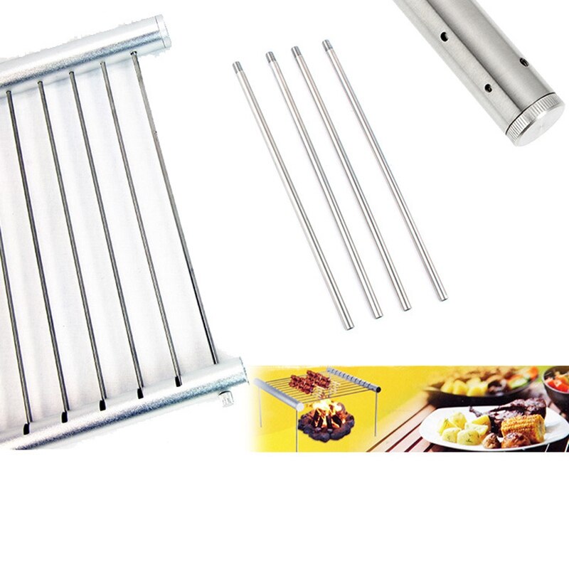 Portable Picnic Barbecue Oven Rack Outdoor Travel Camping BBQ Grill Stainless Steel Simple Tube Detachable BBQ Stent