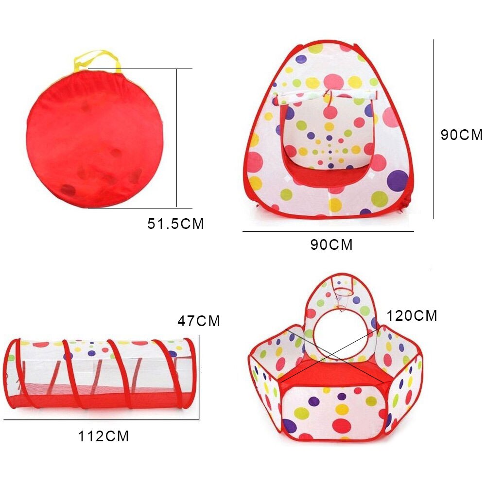 3-In-1 Kinderen Spelen Huis Buiten Pop Up Tent Met Een Tunnel Grote Bal Pit Kinderen Spelen huis Opvouwbaar Opvouwbare Baby Speelgoed Tenten