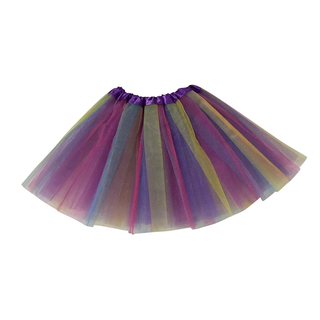 Jupe Tutu multicolore en Tulle pour bébés filles | Tenue de Ballet, robe de princesse en maille arc-en-ciel: VIOLET