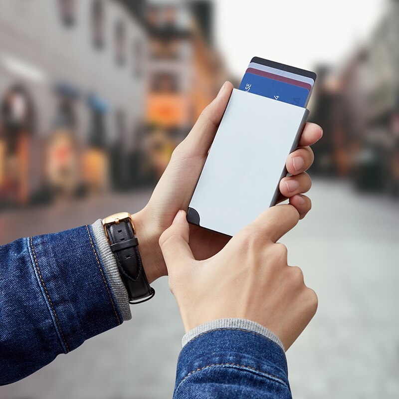 STILORD 'Sander' Mini Portemonne Herren Leer Slim RFID Wallet Vintage Kaarthouder Pasjeshouder Geldtasje met EC-Kaartvakken Echt Leer, Kleur:middel - bruin