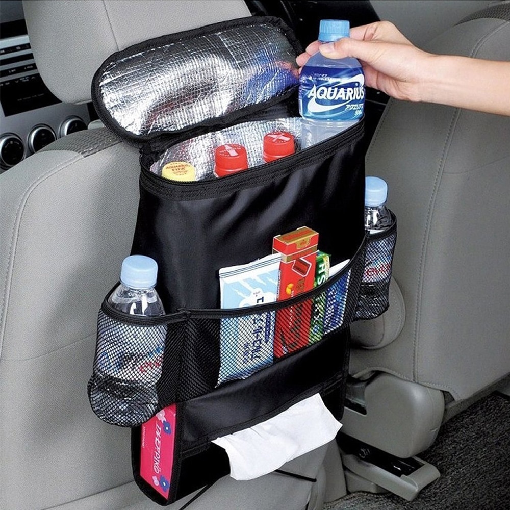 Car Seat Organizer Universal Nylon Black Storage Bag Multi Pocket Hanging Pouch Auto Interior Arrangement Accessories