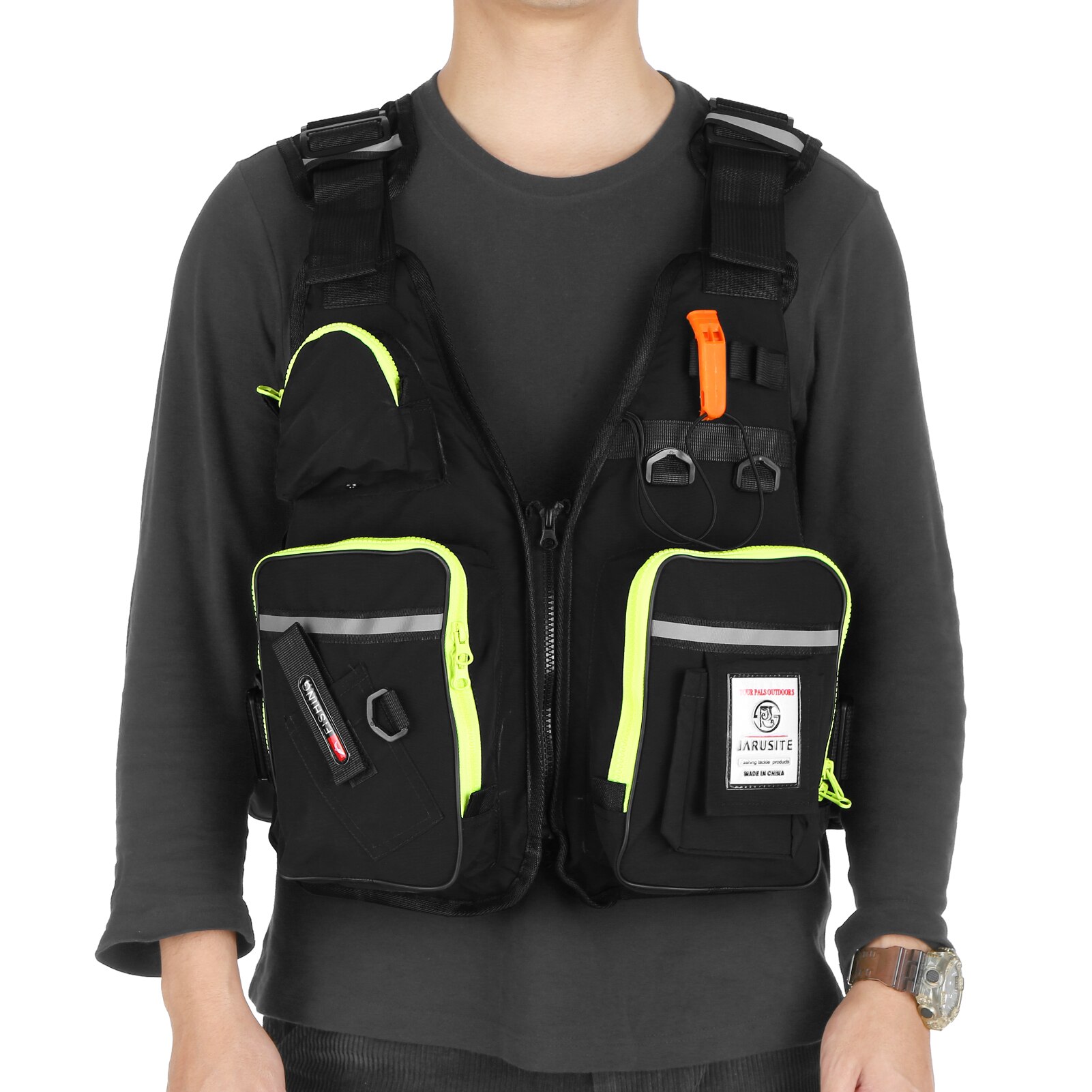 Veste de pêche à la mouche multi-poches, gilet de sauvetage imperméable, réfléchissant, photographie, sac à dos de survie, veste de sécurité