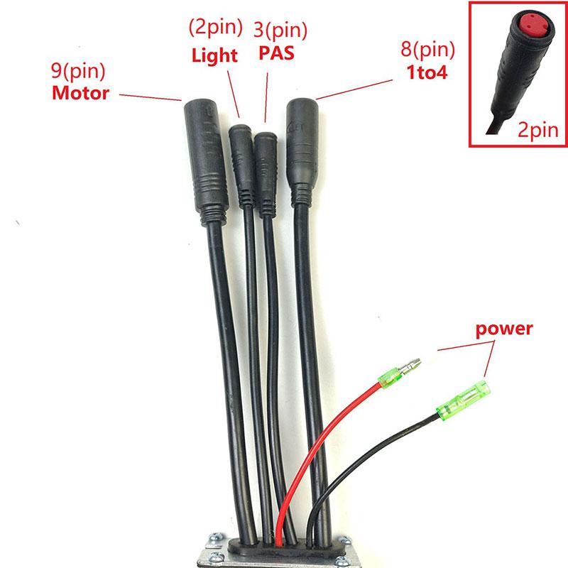 Een Dag Elektrische Fiets 36 V/48 V 17A Vierkante Wave Kt Controller Voor Ebike 250 W/350 W motor Wiel Met Sm Wp Plug En Licht Lijn