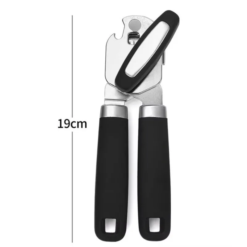 Ouvre-bocal de cuisine multifonction 2 en 1, bouton à rotation facile, ouvre-bouteille de bière portatif en acier inoxydable, ouvre-boîte manuel à bord lisse