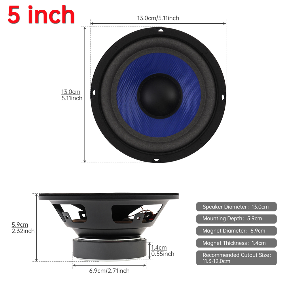 1pc 5 / 6/ 8/ 10 Polegada alto-falante do carro baixo alto-falante subwoofer áudio música estéreo gama completa frequência alto-falantes automotivos