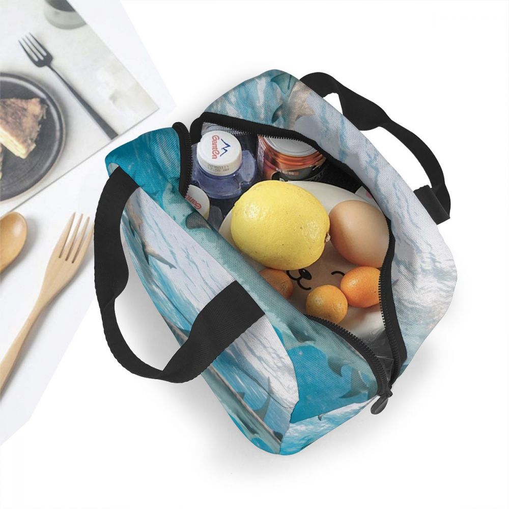 Fantasy Shark Underwater World Lunch Bag Portable Insulated Thermal Cooler Bento Lunch Box Tote Picnic Storage Bag Pouch