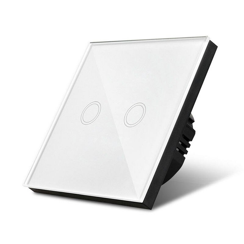 EU/UK Standard Bonda Wall Switch, Light Touch Switch 2 Gang 1 Way AC110V-240V Wall Touch Switch