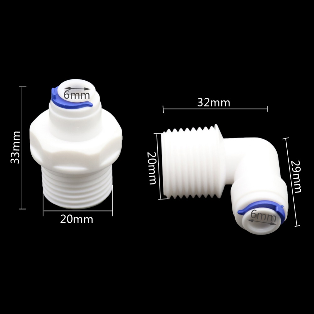 3Pcs 1/2 Inch Male Thread To 6mm Slip lock Quick-connectors Straight Elbow Irrigation Butt Pneumatic Pipe Connectors Fittings