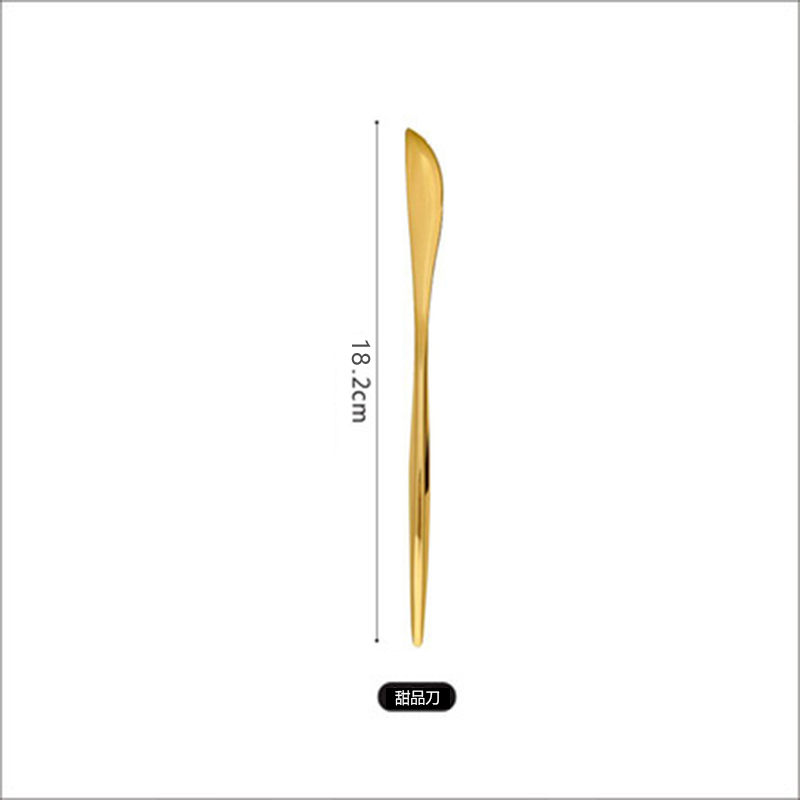 Golden Western Cutlery Mirror 304 Stainless Steel Dinner Steak Knife Fork Spoon Set Fruit Dessert Fork Coffee Spoon Chopsticks: Dessert knife