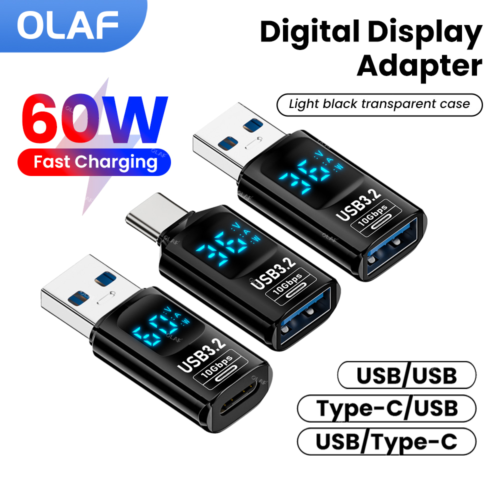 Usb3.2 adaptador de exibição digital 60w usb/tipo c macho adaptador conversor de transferência de dados de carregamento rápido para pc portátil acessórios