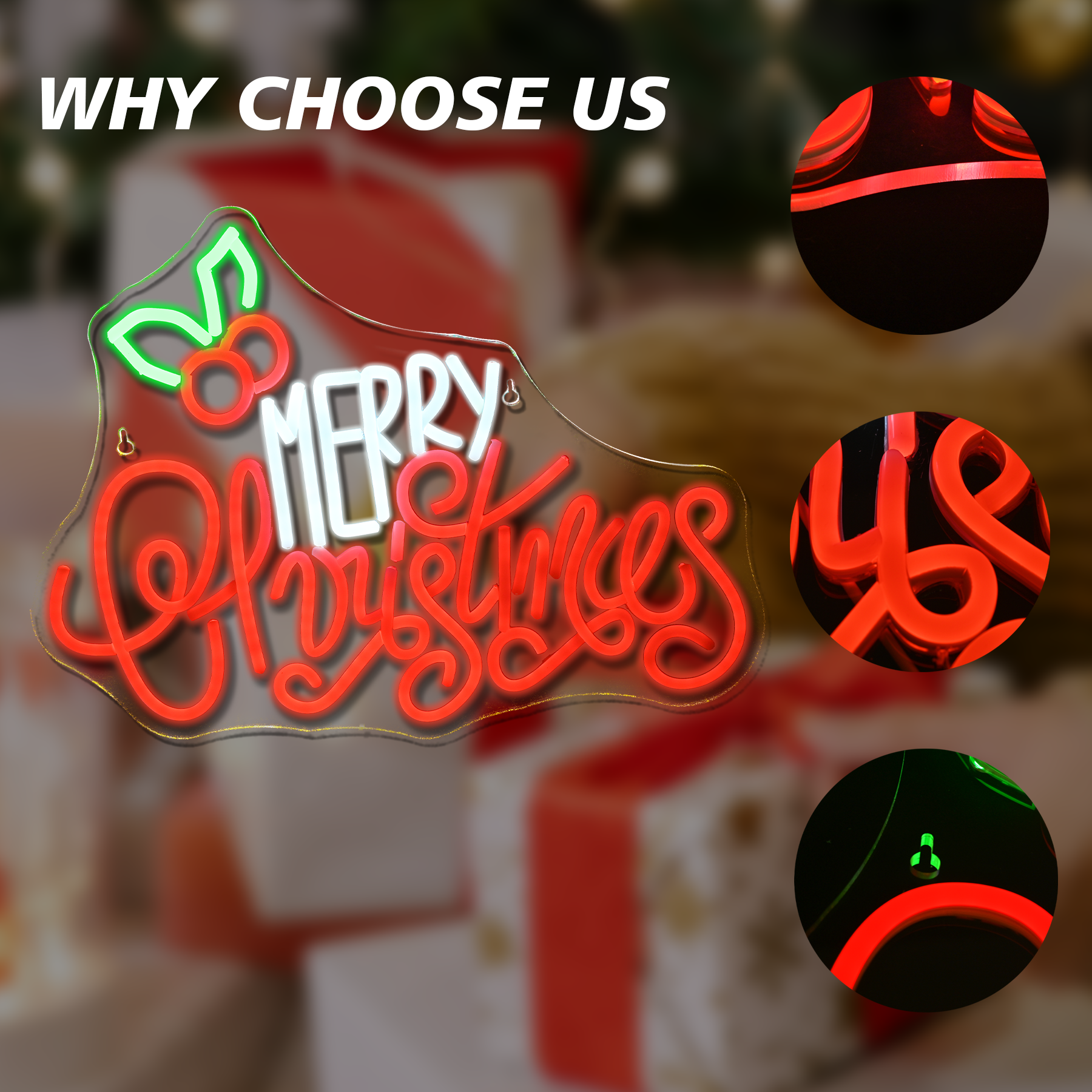 Rood Wit Vrolijk Kerstfeest Neonreclames HOHOHO Kerst Kerst Neonlicht Winkel Bar Raam Muur Decor Licht USB Dimbaar Licht