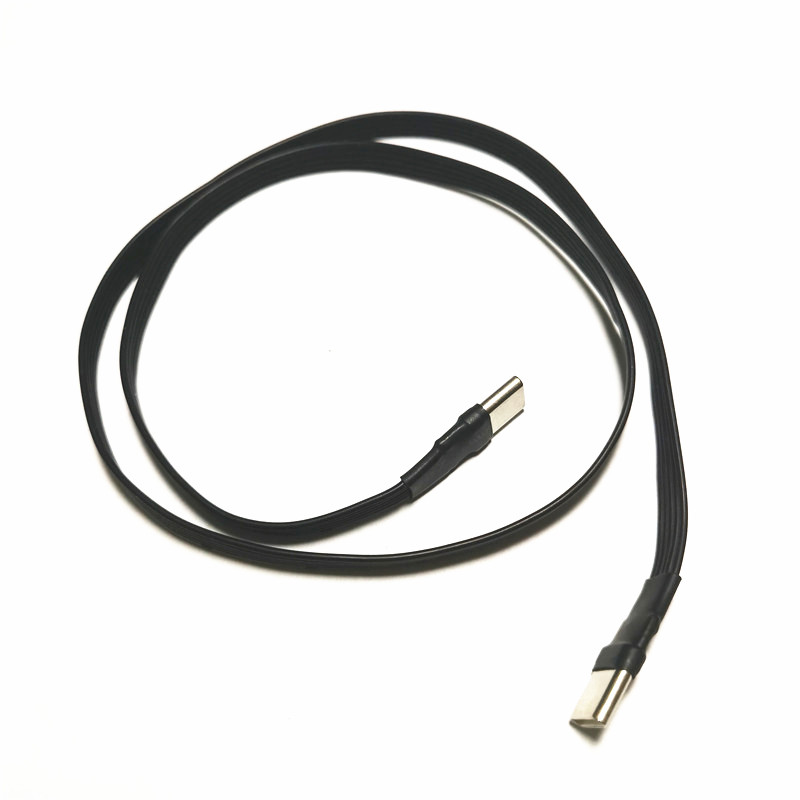 USB-C tipo C macho arriba abajo en ángulo de 90 grados a USB C tipo c Cable de datos hembra Cable plano USB tipo c 0,2 m/0,5 m/1m/1,5 m