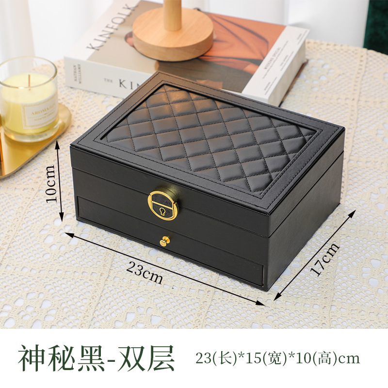 Caja de almacenamiento de joyas, pendientes de collar exquisitos de alta gama, joyero de oro, joyero multicapa de gran capacidad: Azul