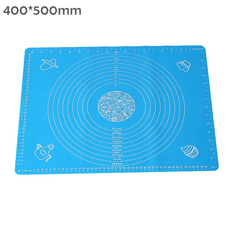 Silikon bakematte ark med skala elte matt nonstick rullende deig pute kjøkken matlaging bakverk ark ovn liner multisize: 40 x 50cm blå