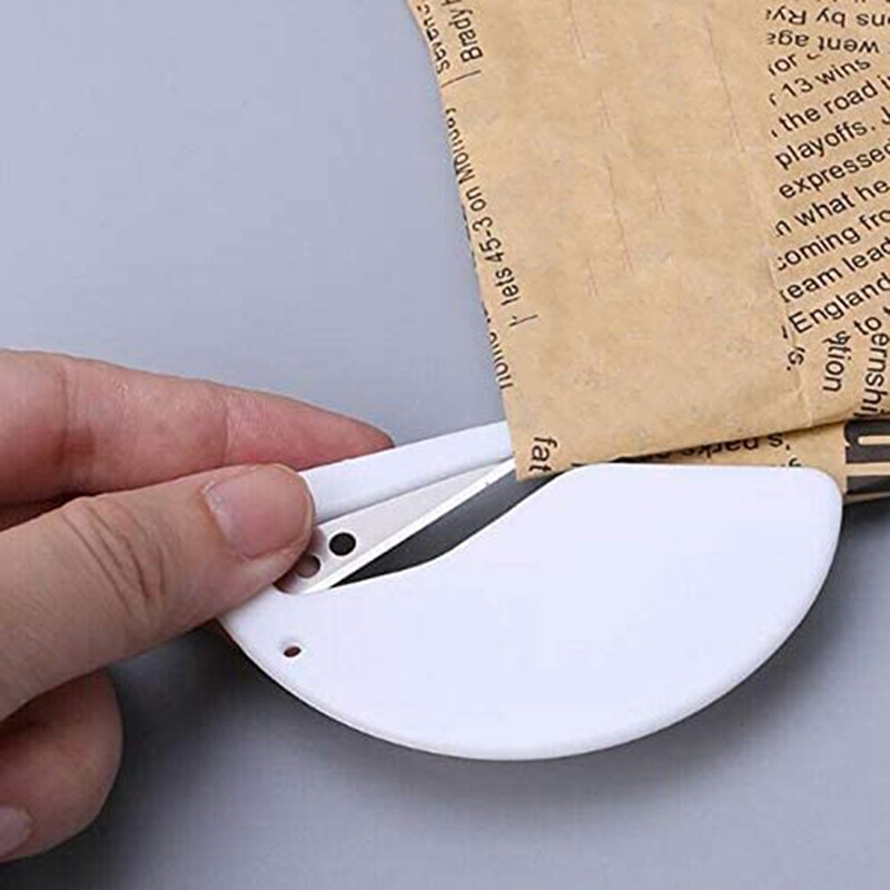 Coupe-papier, ouvre-lettre, coupe-enveloppe ABS, ouvre-lettre avec couteau à papier lame, trois paquets, blanc